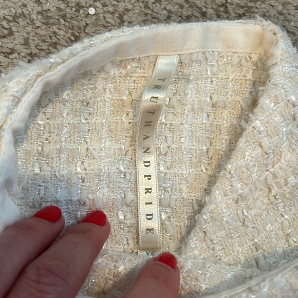 Truth & Pride Ivory Tweed Blazer, XS - Picture 6 of 16